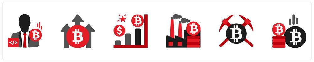 Six business icons in as programmer, income, usd rate vector