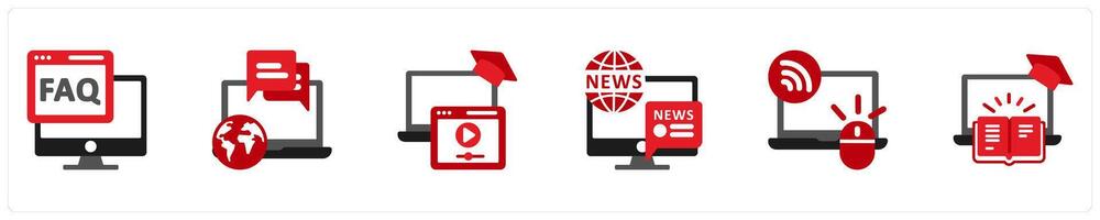Six Technology icons as faq, forum, tutorials vector