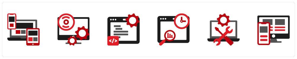 Six Technology icons as responsive design, software, programming vector