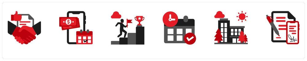 Six business icons as best proposals, salary, career growth vector