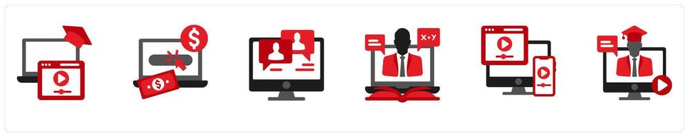 A set of 6 business icons as tutorials, pay per click vector