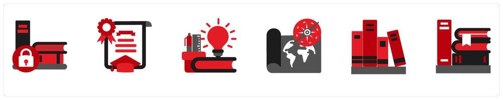 A set of 6 education icons as personal shelf, degree vector