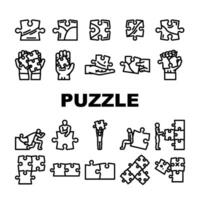 puzzle game jigsaw riddle set vector