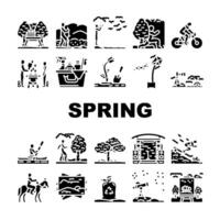 spring spend time blossom picnic set vector