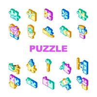 puzzle game jigsaw riddle icons vector