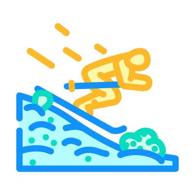 spring skiing spring color icon illustration