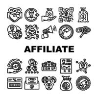 affiliate referral program icons set vector