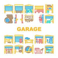 garage storage workshop icon set vector