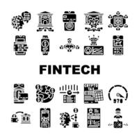 fintech blockchain cryptocurrency icons vector