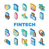 fintech blockchain cryptocurrency set vector