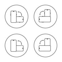 Rotate modern smartphone icon set on circle line. Mobile phone rotation sign symbol vector