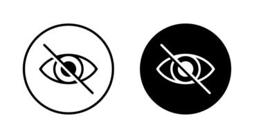 Hidden eye, sensitive content icon on black circle. Invisible, hide, private sign symbol vector