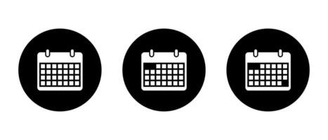 Calendar, date icon on black circle. Event reminder sign symbol vector