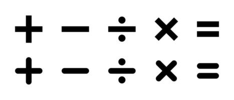 Basic math symbols icon. Addition, subtraction, division, multiplication, and equation sign vector