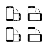 Auto rotate mobile phone icon set in trendy style. Smartphone rotation sign symbol vector