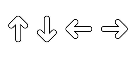 Up, down, left, right arrow outline icon. direction arrows sign symbol. Editable stroke vector