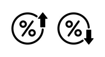 Percent up and down icon in generic style. Percentage upward and downward sign. Growth and decline symbol vector