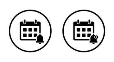 Event reminder icon on circle line. Calendar with notification bell sign symbol vector