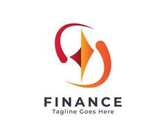 Abstract Finance Logo with Arrow and Curved Elements vector