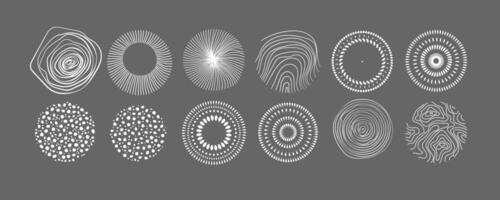 Abstract Circular Design Elements White Line Art on Gray vector