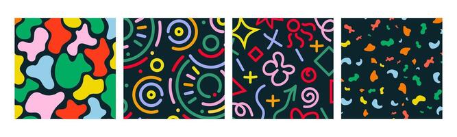 Abstract Colorful Patterns Geometric Shapes, Organic Forms, Vibrant Hues vector