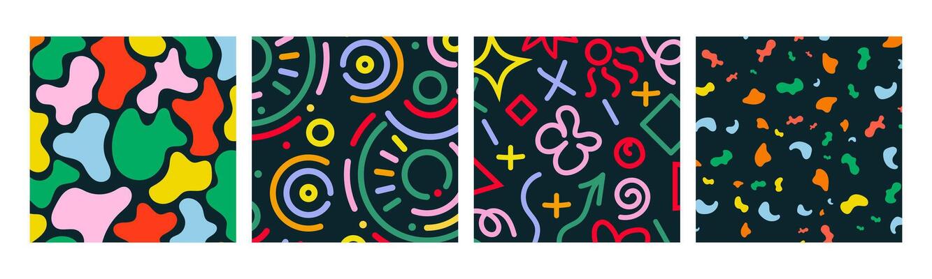Abstract Colorful Patterns Geometric Shapes, Organic Forms, Vibrant Hues