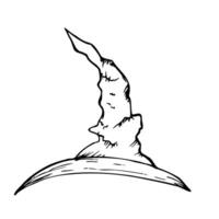 halloween witch hat. Hand painted linear wizard cap illustration. Graphic monochrome sketch isolated on background. For designers, prints vector