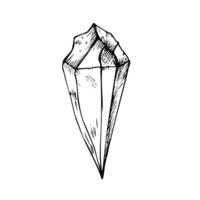 amethyst crystal. Hand painted linear quartz illustration. Graphic monochrome sketch isolated on background. For designers, prints, logo, icon, menu vector