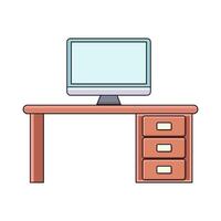 illustration of Desk with computer vector