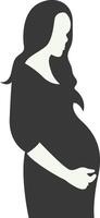 Pregnant Mom Silhouette in Flat Shape, Isolated on White Background. vector