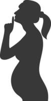 Pregnant Mom Silhouette Isolated on White Background, vector