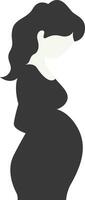 Pregnant Mom Silhouette with Flat Shape. Isolated on White Background. vector