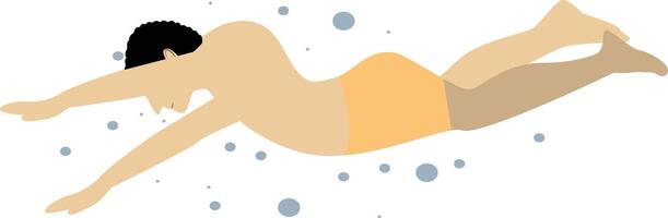 Swimming Male Character in Flat Design. vector