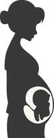 Pregnant Mom Silhouette in Flat Design. vector
