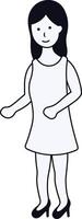 Girl Character Standing Pose. vector