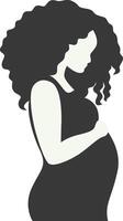 Pregnant Mom Silhouette, Isolated on White Background vector