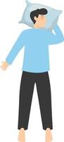 Illustration of Boy Sleeping Pose on Pillow Top. with Flat Design. vector