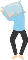 Illustration of Boy Sleeping Pose on Pillow Top, in Flat Design. vector