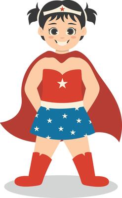 Children with Costume Superhero. Isolated Character with Cartoon Design