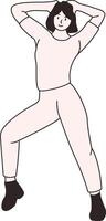 Illustration of Woman Standing Pose on White Background. vector