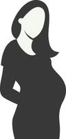 Pregnant Mom Silhouette with Flat Design, Isolated on White Background. vector