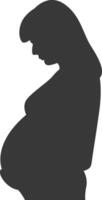 Pregnant Mom Silhouette in Flat Shape. Isolated on White Background, vector