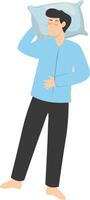 Illustration of Boy Sleeping Pose on Pillow Top. in Flat Design. vector