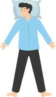 Illustration of Boy Sleeping Pose on Pillow Top, in Cartoon Design vector