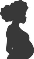 Pregnant Mom Silhouette with Flat Design. Isolated on White Background vector