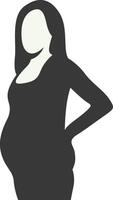 Pregnant Mom Silhouette with Flat Shape. Isolated on White Background vector