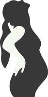 Pregnant Mom Silhouette in Flat Shape, Isolated on White Background, vector