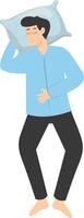 Illustration of Boy Sleeping Pose on Pillow Top, with Flat Design vector