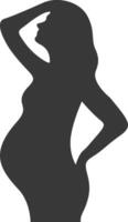 Pregnant Mom Silhouette with Flat Shape. Isolated on White Background, vector