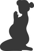 Pregnant Mom Silhouette with Flat Design. Isolated on White Background, vector